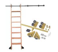 OOPDNEGAK Rail Porte Echelle Coulissante Suspendus - Kit D'échelle Roulante pour Bibliothèque avec roulettes Au Sol, Rail De Roulement en Tube Rond Doré en Acier Carbone(100cm (3.3 ft) Track Kit)