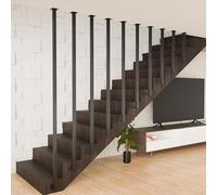 OOPDNEGAK Rampe D'escalier Fixée Au Sol, Rampes D'escalier pour Intérieurs, Mains Courantes Modernes en Forme De L, Poteaux De Balustrade en Fer Forgé À Tube Carré, pour Lofts, Villas(2ft/60cm)