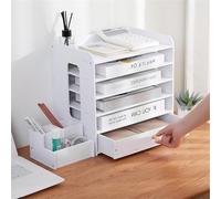 OOPDNEGAK Rangement Bureau Classeur - Boîte De Rangement De Bureau Avec Tiroirs, Organiseur De Dossiers, Porte-documents A4 À 5 Niveaux, Bac À Courrier