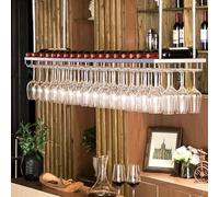 OOPDNEGAK Support Mural pour Verres Vin - Étagère Vin Suspendue Au Plafond, Porte-Bouteilles Mural Métal, Support Verres Vin Mural Réglable en Hauteur, Étagère Flottante Plafond(A,60 * 30cm)