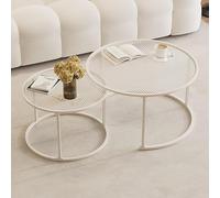 OOPDNEGAK Table Basse Créative pour Salon - Ensemble De 2 Tables Basses Gigognes Rondes, Tables Basses en Verre avec Pieds en Métal, Design Modulable, pour Salon, Appartement(Clear,60+45cm/23.6+18")