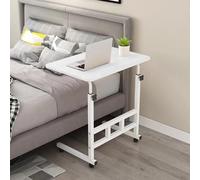 OOPDNEGAK Table De Lit Portable pour Ordinateur Portable, Bureau De Chevet Réglable avec Surface Inclinable Et Étagère De Rangement, Plateau TV Roulant pour Travailler, Manger Ou Se Détendre