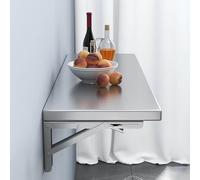 OOPDNEGAK Table pliante murale en acier inoxydable 304, design pliable, surface en acier inoxydable brossé de 0,8 mm (80 x 30 cm)