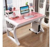 OOPDNEGAK Tempered Glass Office Desk, Large Computer Deskwith Storage Shelves, Modern Simple Gaming Table with Metal Frame, Writing Study Desk for Home Office Workstation(D,80cm/31inch)