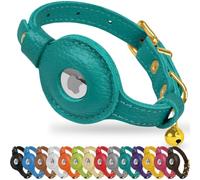 OOPSDOGGY Collier AirTag en Cuir pour Chat avec Clochette - Collier Anti-Rupture avec Support Apple Air Tag - Colliers GPS légers pour Animal Domestique Fille garçon, Chat, Petit Chien, Chiot