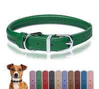 OOPSDOGGY Collier en cuir roulé réfléchissant pour chiens de petite, moyenne et grande taille (vert, taille XXL, 50 à 60 cm)