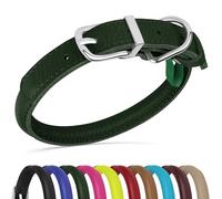 OOPSDOGGY Collier en cuir roulé souple pour chiens de petite, moyenne et grande taille (vert, taille XS, 20,3 à 27,9 cm)