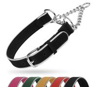 OOPSDOGGY Collier Martingale réfléchissant en Cuir pour Chien, Collier de Dressage réglable Anti-Traction en Acier Inoxydable pour Chiens de Petite, Moyenne et Grande Taille (Noir, Small, 12"-15.5")