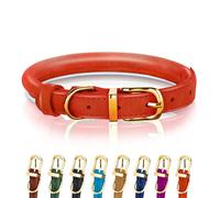 OOPSDOGGY Collier réfléchissant en Cuir roulé pour Chien de Petite, Moyenne et Grande Taille, 8 Couleurs, 7 Tailles (Rouge, L, 35,6-45,7 cm)