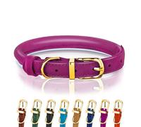 OOPSDOGGY Collier réfléchissant en Cuir roulé pour Chiens de Petite, Moyenne et Grande Taille, 8 Couleurs, 7 Tailles (Rose, L, 35,6-45,7 cm)