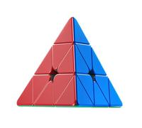 Oostfun moyu mofang Jiaoshi Meilong pyramix V2 Cube 3x3 Salle de Classe stéréoscopique pyramix Cube Pyramide Triangle Quatre Axes Quadruple Puzzle V2 3x3x3 Lisse Rotation Cube Jouet (Multicolore)