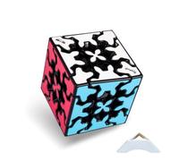 Oostifun 57 mm Gear Cube 3 x 3 3D Puzzle Cube 3 x 3 x 3 Rotation Lisse Twist Puzzle Cube Jouet Fond Noir avec Patch Multicolore