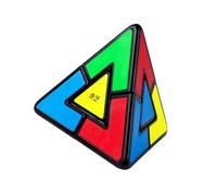 Oostifun Double Triangle Pyraminx Puzzle Cube Triangle en Triangle Pyramide Puzzle Jouet 9,5 cm Fond Noir avec Patch Multicolore