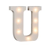 OOTB 57/6094 Lettre U en Bois avec LED, 1 W, Blanc, 16 x 3 x 16 cm