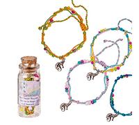 ootb Bracelet Licorne pour Fille réglable dans Une Petite fiole de Verre - Porte-Bonheur Magique, Pendentif, Tissu et Perles, Bijou Anniversaire
