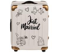 Out Of The Blue – Tirelire en céramique « Just Married » – Cadeau de mariage, valise à roulettes