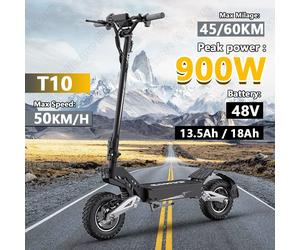 OOTD T10 e-scooter 900W puissance de pointe 48V 13.5/18 Ah batterie affichage LED Scooter électrique pour adultes 11 pouces tout-terrain pneus EScooters 900W Peak power 48V13.5Ah