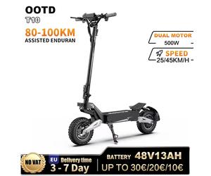 OOTD T10 Electric Scooter 900W Peak power 48V13AH Large Screen City Scooters Electric LED Screen 11 Inch Tire Portable E-Scooter T10