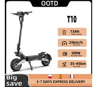 OOTD T10 Scooter électrique 500W moteur 48V13AH batterie tout-terrain e-scooter adulte 11 pouces pliable ville déplacement Scooter électrique OOTD T10