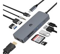 OOTDAY Hub USB C, Extension USB avec PD 100W, USB 3.0, Lecteur de Cartes TF, 10 en 1 USB C multiport Compatible pour MacBook Pro/Air, Chromebook, Thinkpad, Laptop et Plus d'appareils Type C
