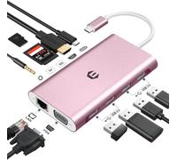 OOTDAY Hub USB C, répartiteur USB 11 en 1 avec HDMI 4K, Audio 3,5 mm, VGA, Ethernet, 4 Ports USB A, Adaptateur USB C pour MacBook Pro Surface Pro et appareils de Type C
