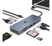 OOTDAY Hub USB C, Splitter USB C pour MacBook Pro/Air, Chromebook, Thinkpad, Laptop et Plus d'appareils Type C, 10 en 1 Adaptateur USB C Ethernet avec PD 100W, Lecteur de Cartes TF