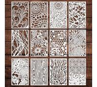 OOTSR 12Pièces Géométrie Pochoirs pour Peinture Réutilisable,18x28cm Pochoirs Dessin Modèle de Pochoir Bricolage Bois Maison Fournitures Décor