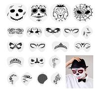 OOTSR 20 Pièces Pochoir Maquillage Enfant, Modèle de Tatouage pour Anniversaires Halloween Noël, Kit de Tatouage Enfant de Peinture pour Visage et Corps