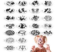 OOTSR 24 Pièces Pochoir Maquillage pour Anniversaires Halloween, Modèle de Tatouage pour Enfant Adulte, Kit de Tatouage de Peinture pour Visage et Corps