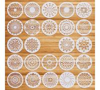 OOTSR 24 Pièces Pochoirs de Dessin de Peinture, 12.7cm Mandala Pochoirs de Peinture Réutilisables, Modèle de Pochoir pour DIY Scrapbooking Bois Meubles Mur Maison Décor, Rond