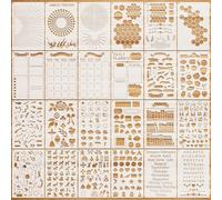 OOTSR 24 Pièces Pochoirs pour Peinture de Journal, 21x14cm Scrapbooking Stencils Accessoire Réutilisables pour Journal Planificateur, Pochoir à Dessin pour Travaux Manuels Bricorage Décor