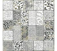 OOTSR 24pièces Géométrie Pochoirs pour Peinture Réutilisable,Camouflage Pochoirs de Dessin de Peinture Bricolage Fournitures Bois Mur Maison Décor