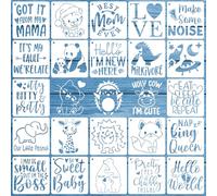 OOTSR 25 Bébé Thème Pochoirs Modèle, 13cm Pochoirs Peinture en Plastique pour Bébé, Animaux et Mots Dessin Pochoirs pour Peindre sur Bébé-Grenouillères Bavoir Sac Chemise