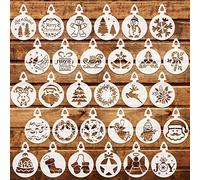 OOTSR 30-Pack Pochoirs à Café pour Noël, Pochoir Modèles de Cuisson Cookie Gâteau Réutilisables, Pochoir Dessin en Plastique pour Bricolage Artisanat Fête