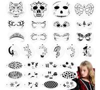 OOTSR 30 Pièces Pochoir Maquillage Enfant, Modèle de Tatouage pour Anniversaires Halloween Noël, Tatouage Enfant de Peinture pour Visage et Corps