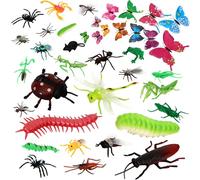 OOTSR 39pcs Insectes et Insectes en Plastique pour des Enfants, Jouets de Figures d'insecte avec l'autocollant de Mur coloré de Papillon pour l'éducation/Jouets/Parties à thème/Cadeaux d'anniversaire