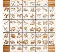 OOTSR 60 Pièces Pochoirs de Peinture Meuble, Pochoirs de Peinture de Oiseau Abeille Papillon Libellule Fleur Feuilles, Modèle de Pochoir pour DIY Scrapbooking Bois Meubles Mur Maison Décor