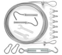 OOTSR Acier Inoxydable Corde à Linge,16.4ft Cable INOX pour Intérieur extérieure,Corde de Séchage du Linge avec Tendeur et 6 Pinces à Linge,Lourd Devoirs Douche Ligne pour Accueil Camping Accessoires