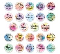 OOTSR Aimants Français en Métal pour Réfrigérateur, 24 Magnets Frigo de Citations Inspirantes, Aimants Ronds de Mots Inspirants pour Armoires de Bureau, Tableaux Blancs, Salles de Classe Décoration