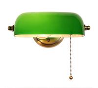 OOWOKS Applique de Banque Vintage Abat-Jour en Verre Vert Lampe de Lecture banquiers Applique Murale orientable avec Interrupteur à Tirette Lampe de Chevet pour Rive Lampe de Chambre Chevet