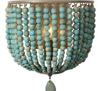 OOWOKS Applique murale bohème vintage en bois avec perles lampe murale tissée à la main lampe décorative rustique style cottage éclairage E14 décoration dintérieur éclairage mural pour salon,Vert