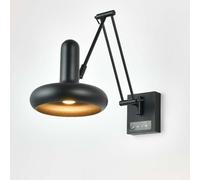 OOWOKS Applique murale industrielle Vintage Lampe murale à intensité variable avec interrupteur tactile LED Lampe de chevet réglable 180° pivotante bras extensible chromée à bras pivotant,Noir
