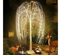 OOWOKS Arbre lumineux LED blanc 150 cm, sapin de Noël artificiel avec éclairage, 216 lampes LED, guirlande lumineuse Willow Tree avec câble USB, décoration de Noël arbre LED blanc chaud,180cm