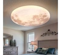 OOWOKS LED Lune Plafonnier Design Moderne Lune Plafonnier Dimmable 3D Lamp Mur Déco Terre Lamp Mur Lune avec télécommande Eclairage du Plafond pour Chambre à Coucher Salon,Moon Design,50cm