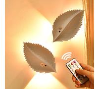 OOWOKS Lot de 2 appliques murales LED d'intérieur avec télécommande, alimentées par piles et détecteur de mouvement, éclairage RVB 16 couleurs, rechargeables par USB, sans fil, pour escaliers