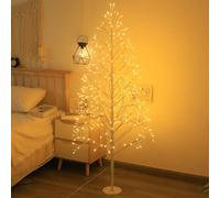 OOWOKS Sapin de Noël artificiel avec 392 LED blanc chaud, sapin lumineux LED 180 cm avec prise, lampe sapin d'intérieur et d'extérieur Lampe sur pied décorative Sapin artificiel avec éclairage,150cm