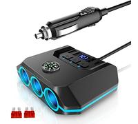 OOWOLF Répartiteur Allume-Cigare 12 V/24 V - Adaptateur de Chargeur de Voiture 120 W avec USB et PD 7 en 1 Multi-Ports - Commutateurs indépendants et Affichage de la Tension LED pour Voiture