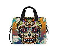 OOWOW Sacoche pour ordinateur portable pour femme et homme Jour des morts Motif tête de mort