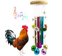 OOXYG Jouet à mâcher en forme de poulet, carillon à vent pour poules, jouet à suspendre avec cloches colorées, accessoires musicaux pour poulailler, jouets d'enrichissement pour poules, volailles,