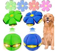 OOXYG Lot de 2 balles de soucoupe volantes avec 3 lumières pour chiens, lot de 2 disques volants interactifs pour chiens de taille moyenne et grande - Bleu + vert